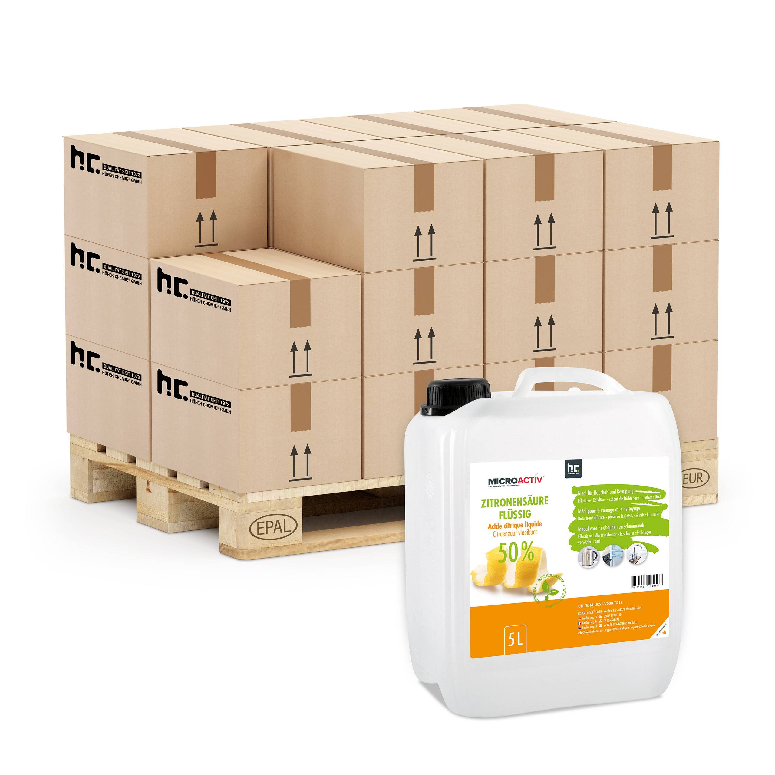 Acide Citrique Liquide 50% Microactiv® détartrant en bidon de 5 L x 96 - Image 1
