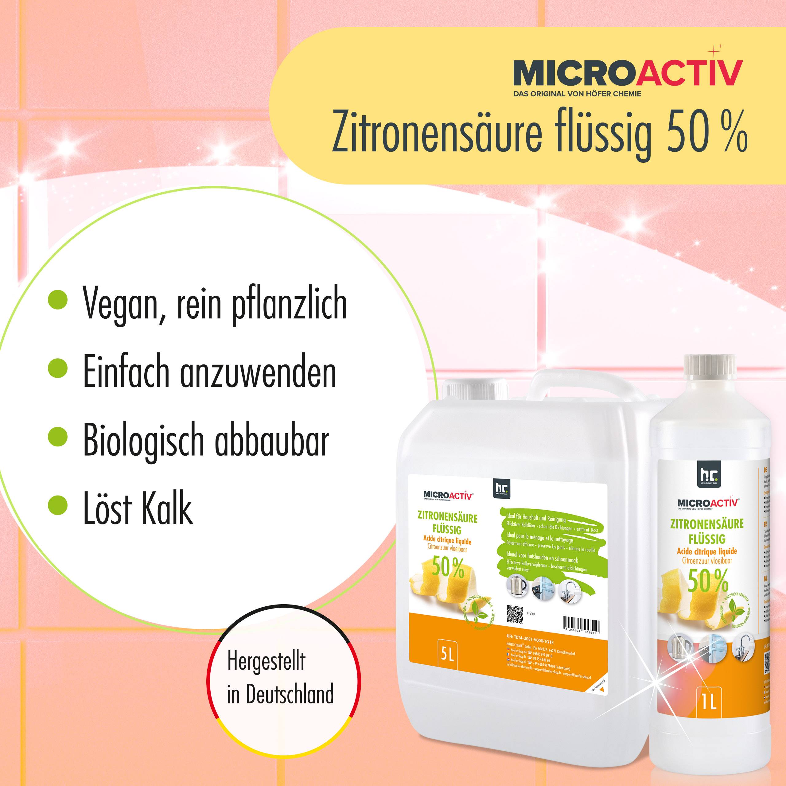 Acide Citrique Liquide 50% Microactiv® détartrant en bidon de 5 L x 96 - Image 3