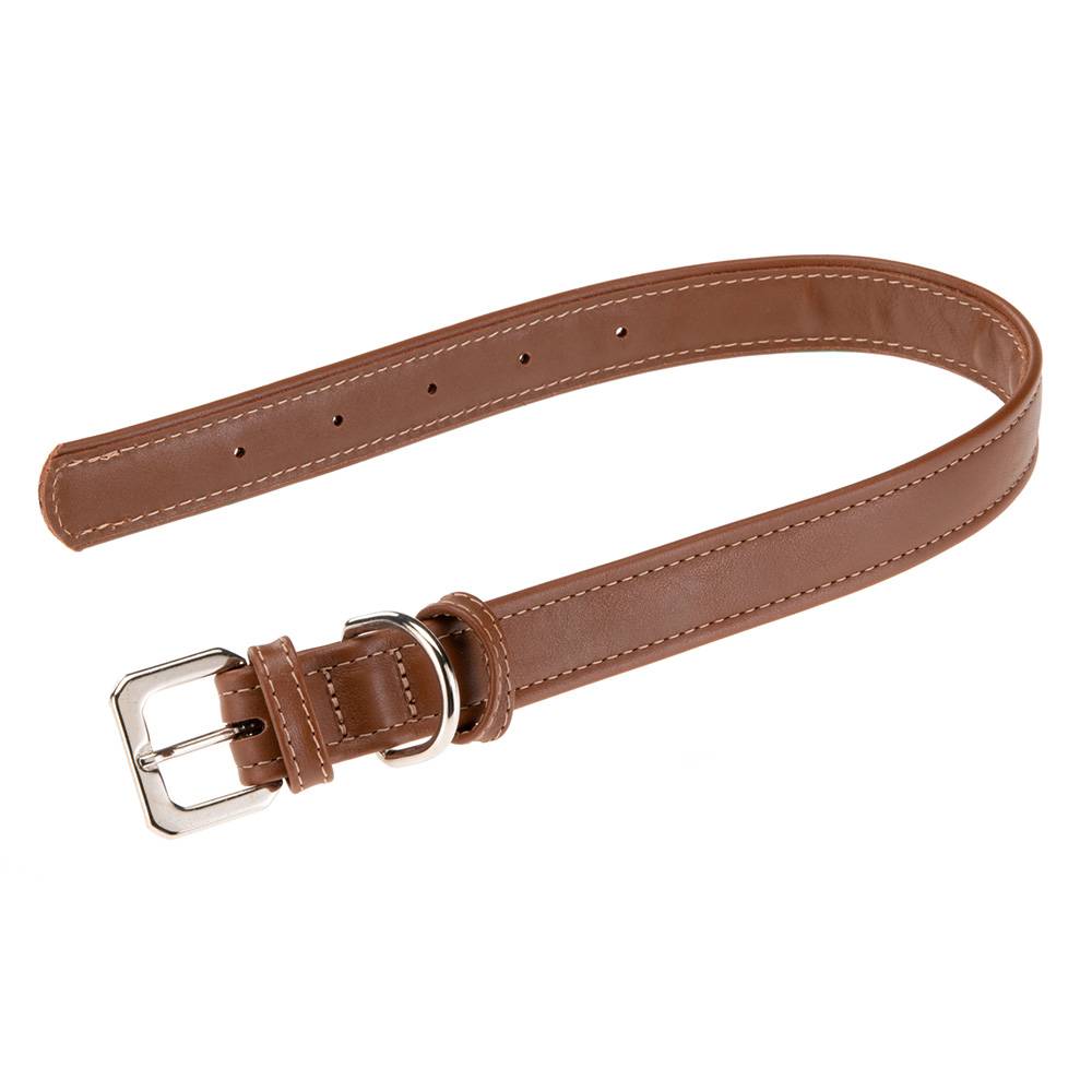 Ferplast - Collier pour Chiens VOGUE CF25/49, Cuir Véritable, Réglable, Boucle en Métal, Marron - Imagen 1