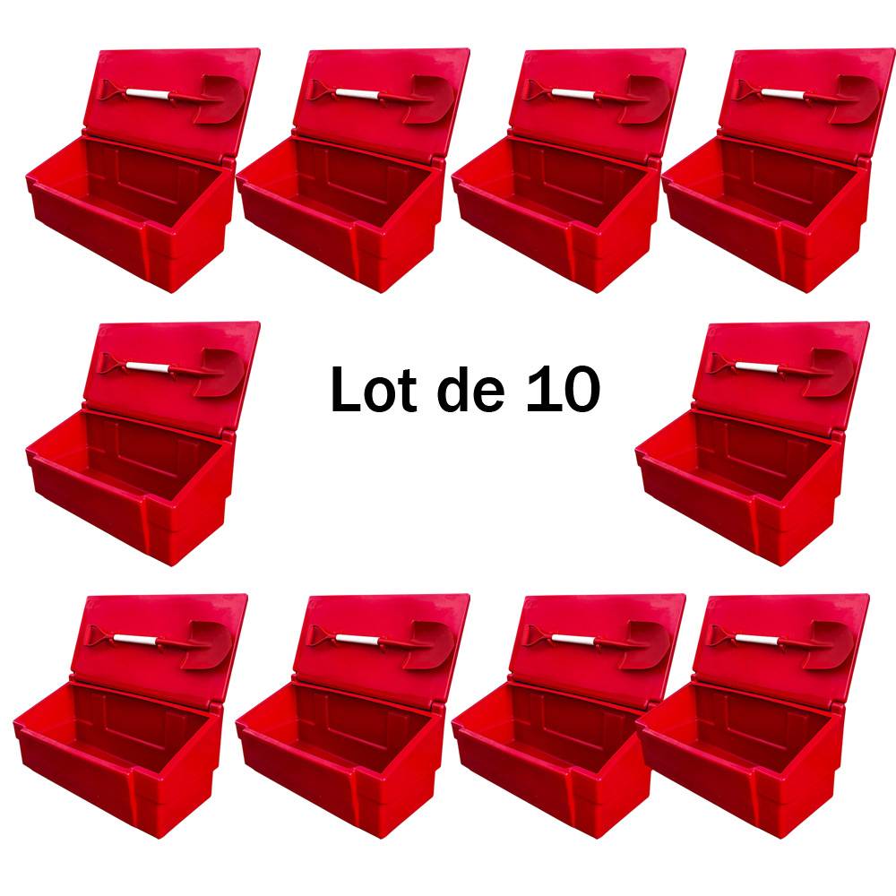 Bac à sable incendie/ à sel de déneigement 100l + pelle- lot de 10-plast'up rotomoulage - Imagen 1