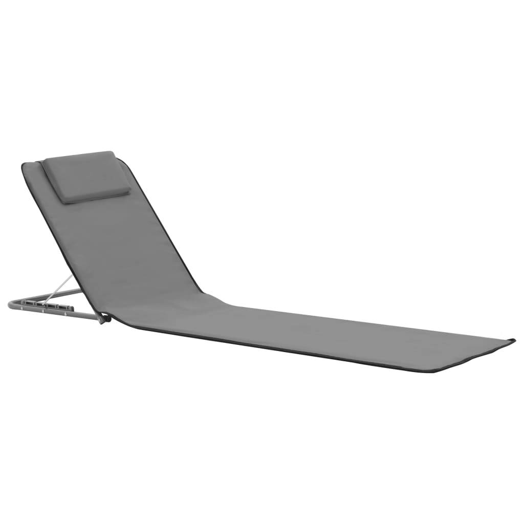 Vidaxl - Tapis de plage pliables 2 pcs Acier et tissu Gris vidaXL 44330 - Imagen 2