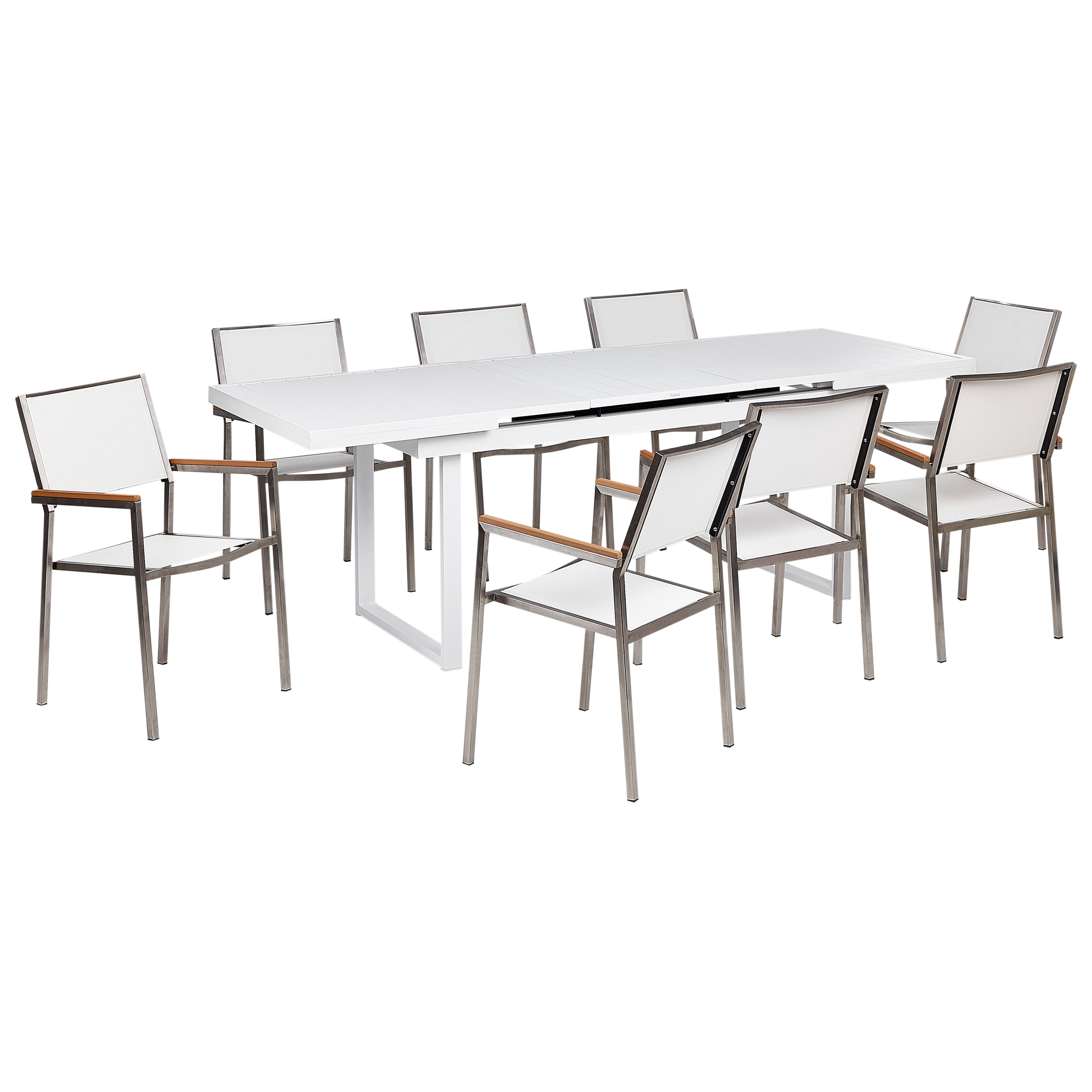 Beliani - Set de salle à manger, 8 Personnes Aluminium Blanc VALCANETTO/GROSSETO - Beliani - Imagen 2