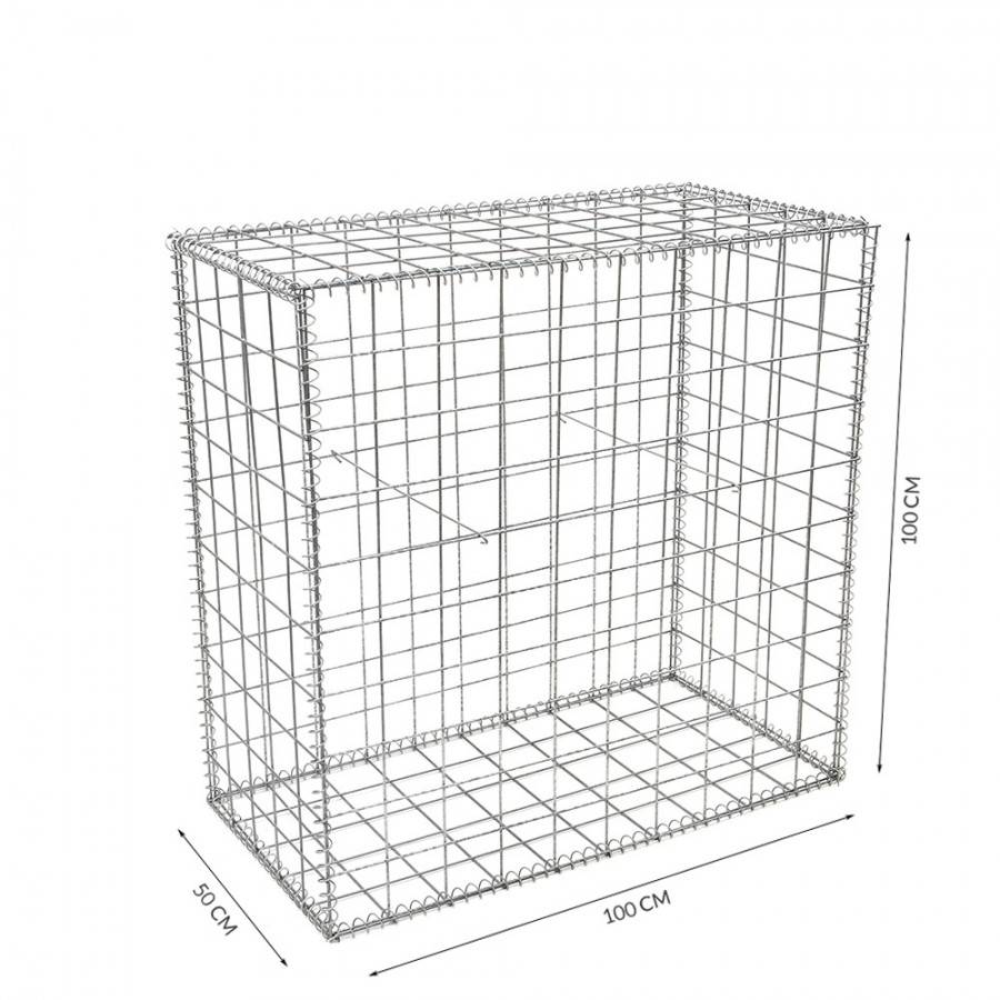 Gabion pour mur en gabion - 100 cm x 50 cm x 100 cm Maille rectangulaire 50 mm x 100 mm (Spirales) 4.5 mm - Image 3