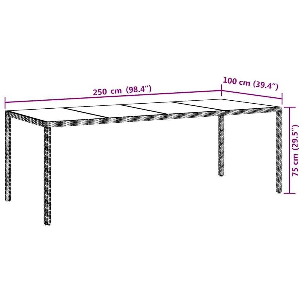 Table de jardin verre trempé poly rotin beige 250 x 100 x 75 cm - PANGIVO - Image 7