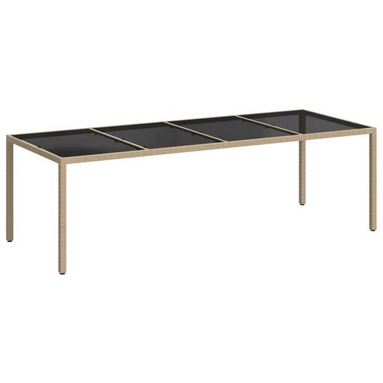 Table de jardin verre trempé poly rotin beige 250 x 100 x 75 cm - PANGIVO - Image 2