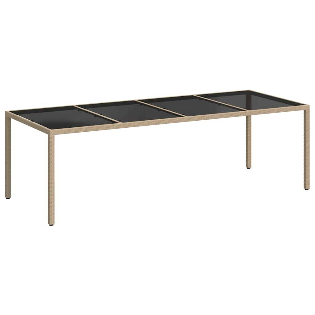 Table de jardin verre trempé poly rotin beige 250 x 100 x 75 cm - PANGIVO - Image 2
