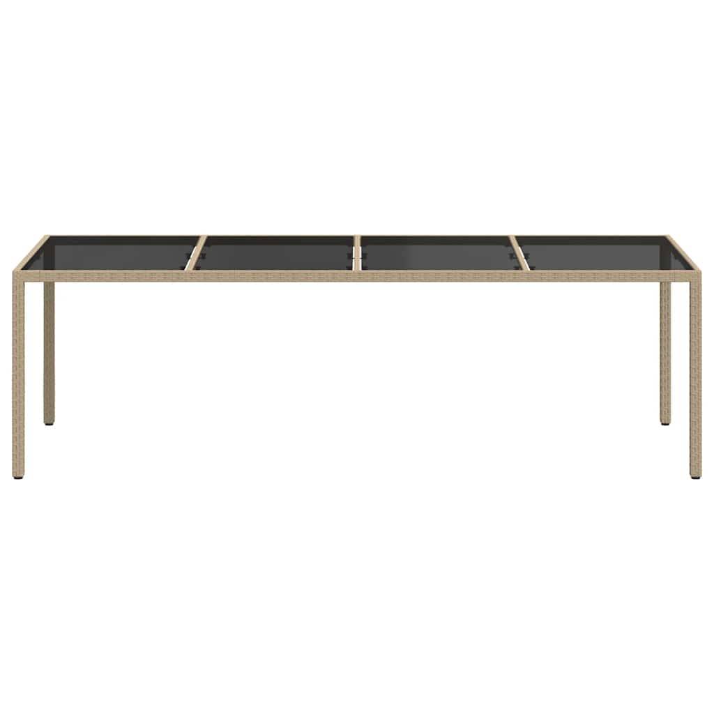 Table de jardin verre trempé poly rotin beige 250 x 100 x 75 cm - PANGIVO - Image 3