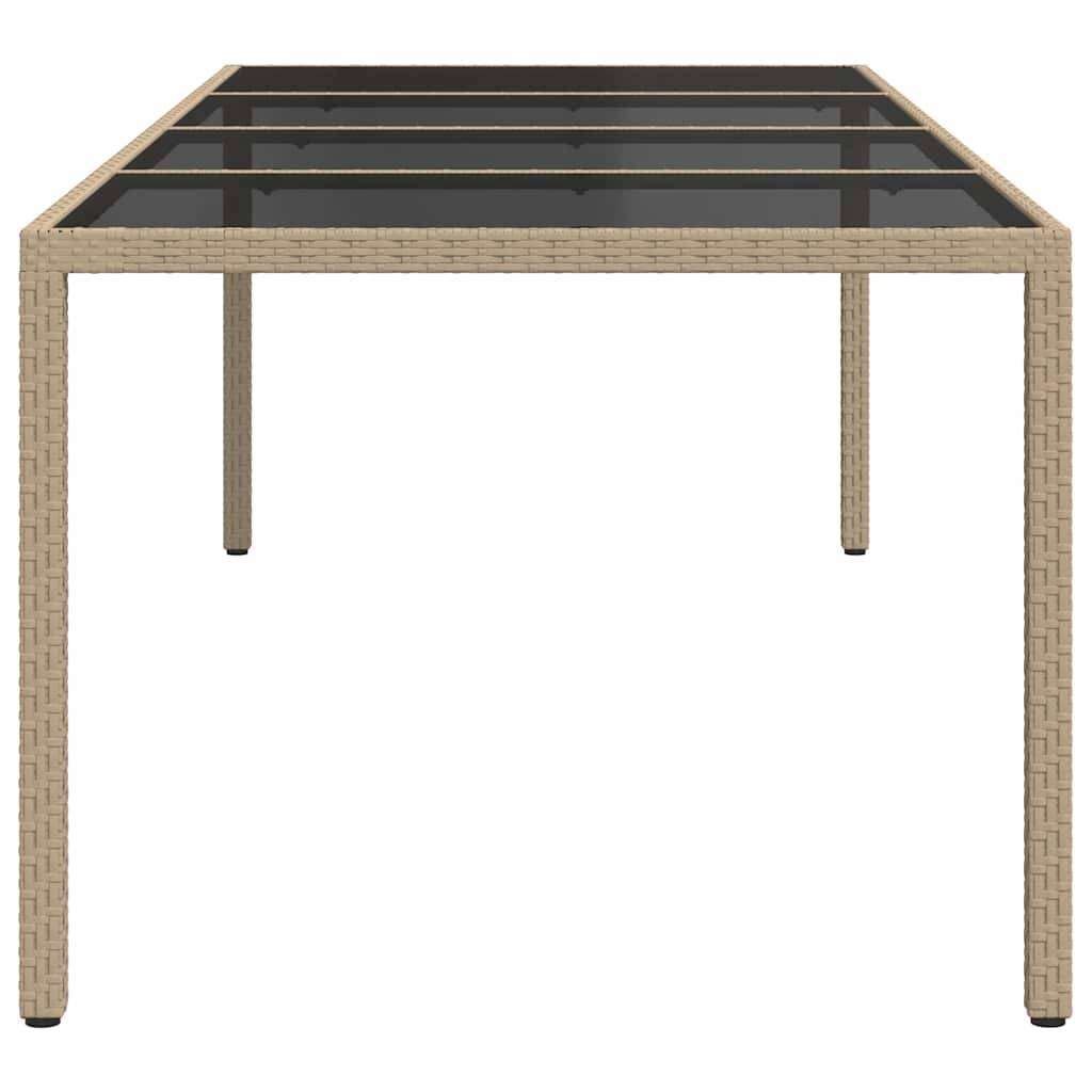 Table de jardin verre trempé poly rotin beige 250 x 100 x 75 cm - PANGIVO - Image 4