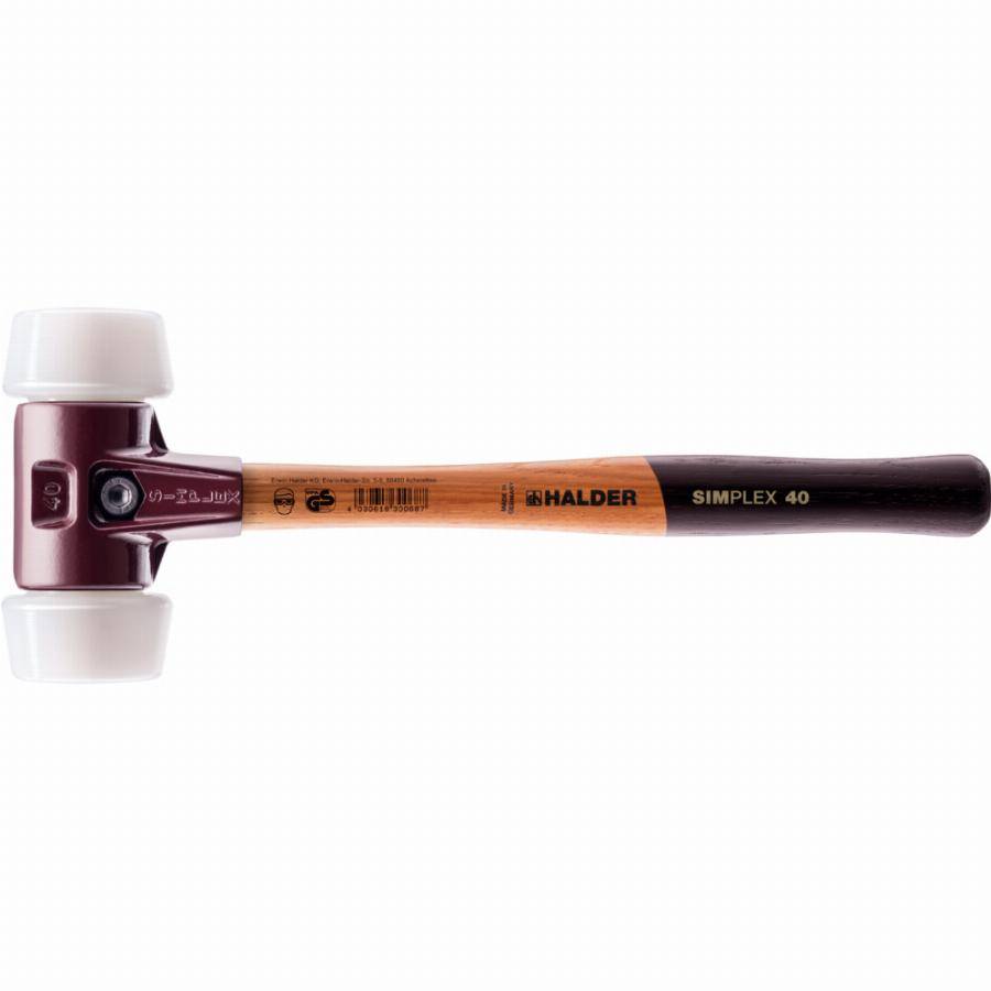 Maillet HALDER SIMPLEX superplastique avec boîtier en fonte malléable et manche en bois de haute qualité - D=50 mm - 3007.051