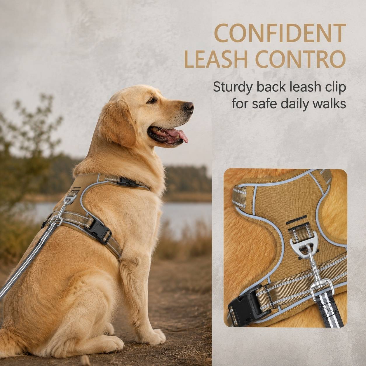 Harnais pour Chien Taille Moyenne à Grande Taille Réfléchissant Anti Traînée Confortable Ajustable - Image 3