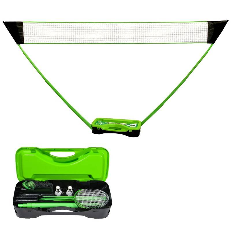 Set de Badminton complet avec filet 295 x 38 x 154 cm, raquettes, volants et étui de rangement PLAY4FUN - Image 1