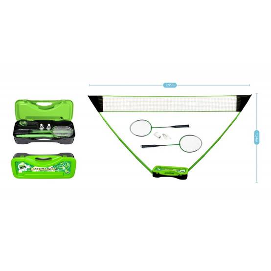 Set de Badminton complet avec filet 295 x 38 x 154 cm, raquettes, volants et étui de rangement PLAY4FUN - Image 3