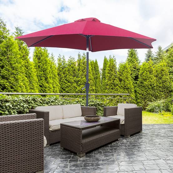 Parasol droit parasol inclinable de jardin balcon terrasse manivelle - 260x260x235cm Métal Rouge fr186 - Image 4