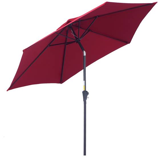 Parasol droit parasol inclinable de jardin balcon terrasse manivelle - 260x260x235cm Métal Rouge fr186 - Image 1