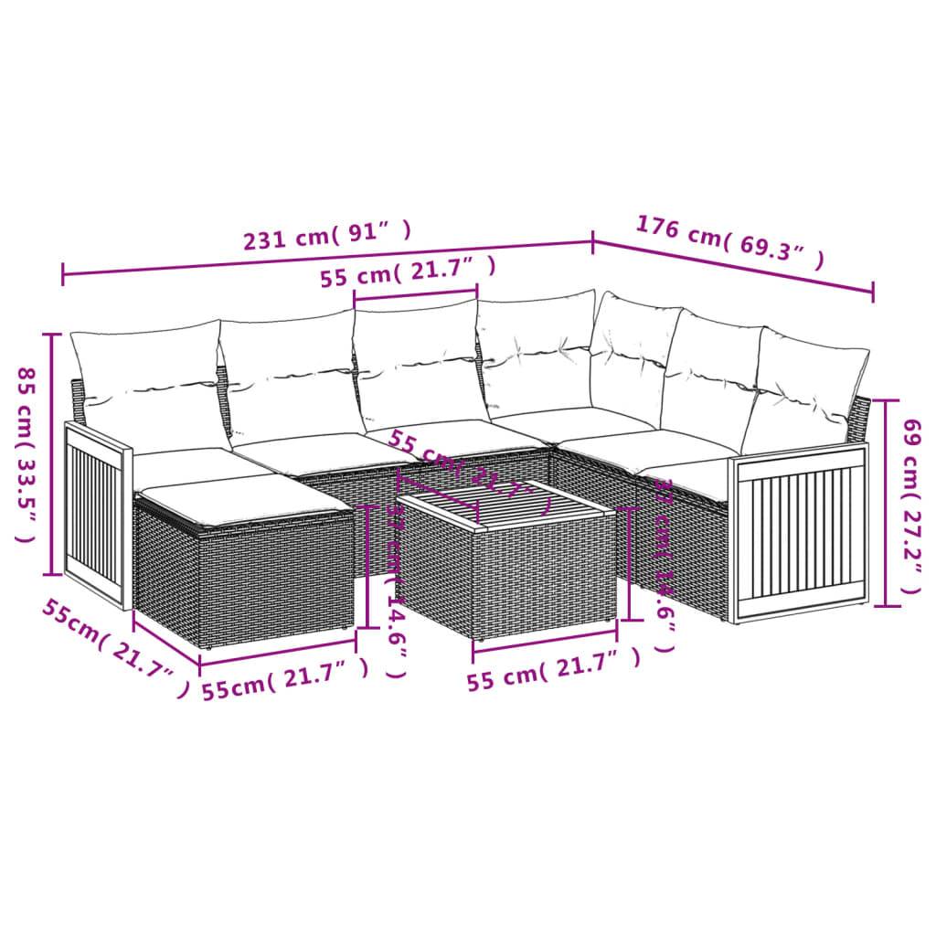 Mobilier de jardin 8 pièces résine tressée modulable avec pouf et coussins pour balcon Beige – ComfortXL Outdoor Living - Image 9