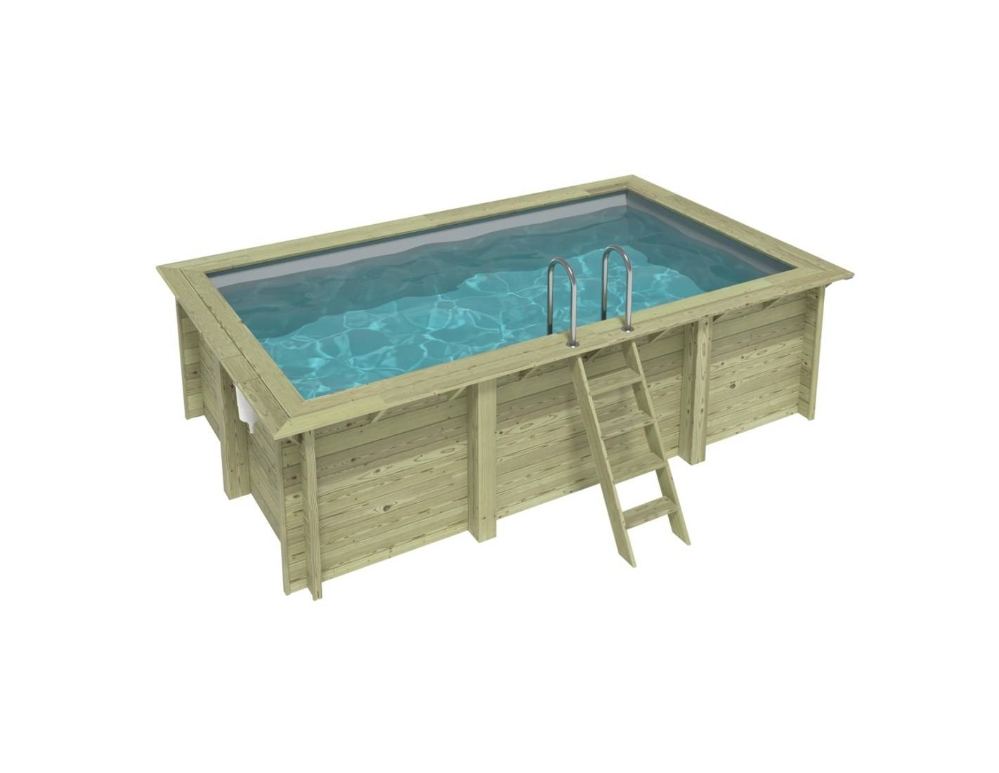 Altanka - Piscine hors sol en bois AQUA 4.65 x 2.85 - H.1.24 m, gris clair, fixations à sceller - BAS7306OSPI2 - ALTANKA - Image 1