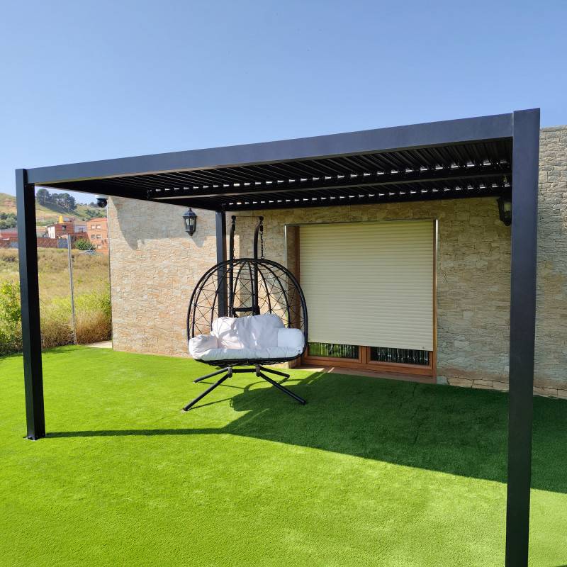 Pergola bioclimatique autoportante 12m² aluminium anthracite lames orientables X-METAL - Image 4