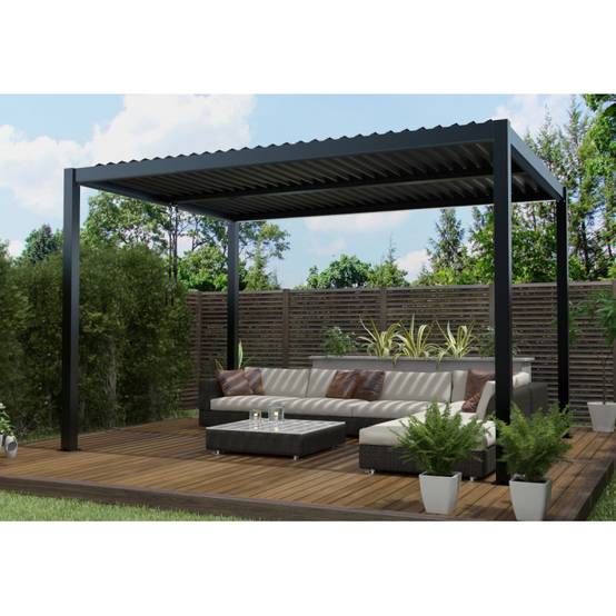 Pergola bioclimatique autoportante 12m² aluminium anthracite lames orientables X-METAL - Image 2