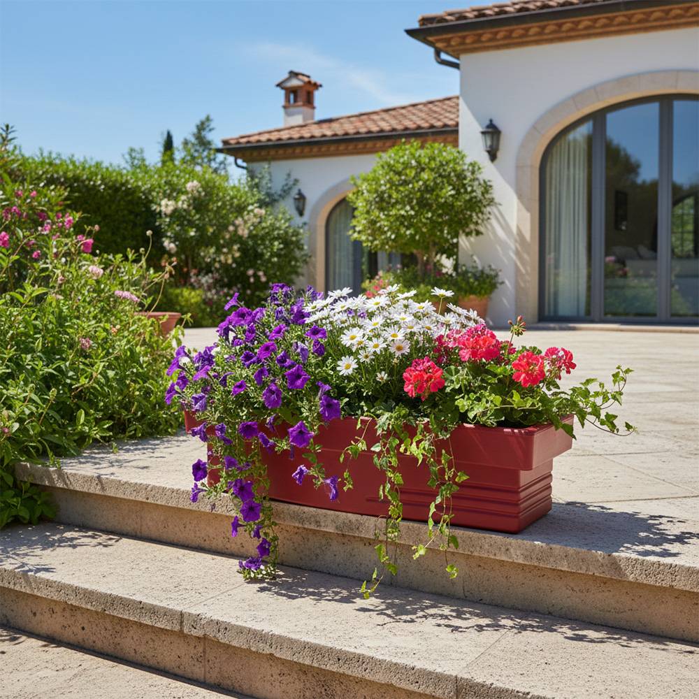 Jardinière design effet pierre 70l avec réserve d'eau-plast'up rotomoulage - Imagen 4
