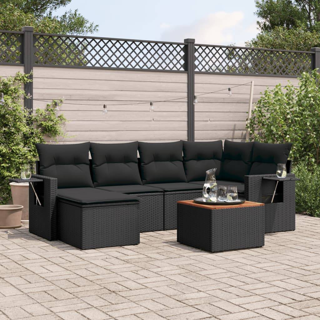 ComfortXL - Petit Salon de Jardin Résine Tressée 6 Places Modulable avec Repose-Pied pour Balcon Noir – ComfortXL Outdoor Living - Image 1