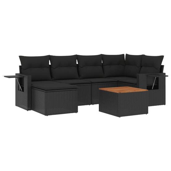 ComfortXL - Petit Salon de Jardin Résine Tressée 6 Places Modulable avec Repose-Pied pour Balcon Noir – ComfortXL Outdoor Living - Image 2
