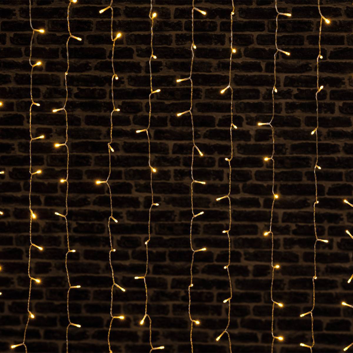 Fééric Lights & Christmas - Rideau de façade lumineux 200 LED 0,9m avec timer extérieur blanc chaud FEERIC LIGHTS & CHRISTMAS - Imagen 1