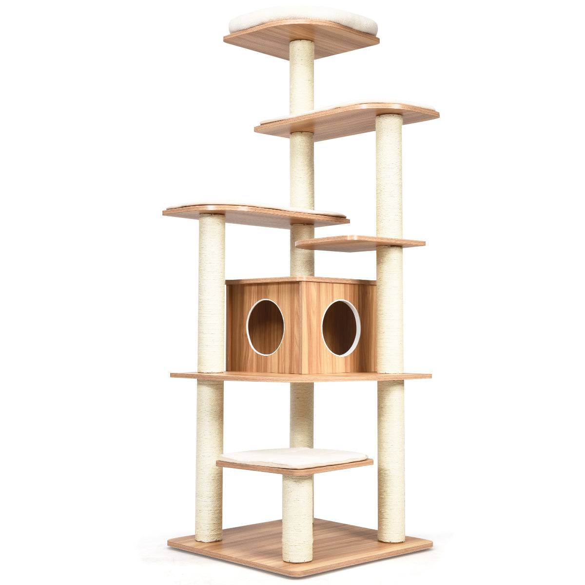 Helloshop26 - Arbre à chat avec plateformes et colonnes en sisal griffoir pour chat géant de hauteur 175 cm