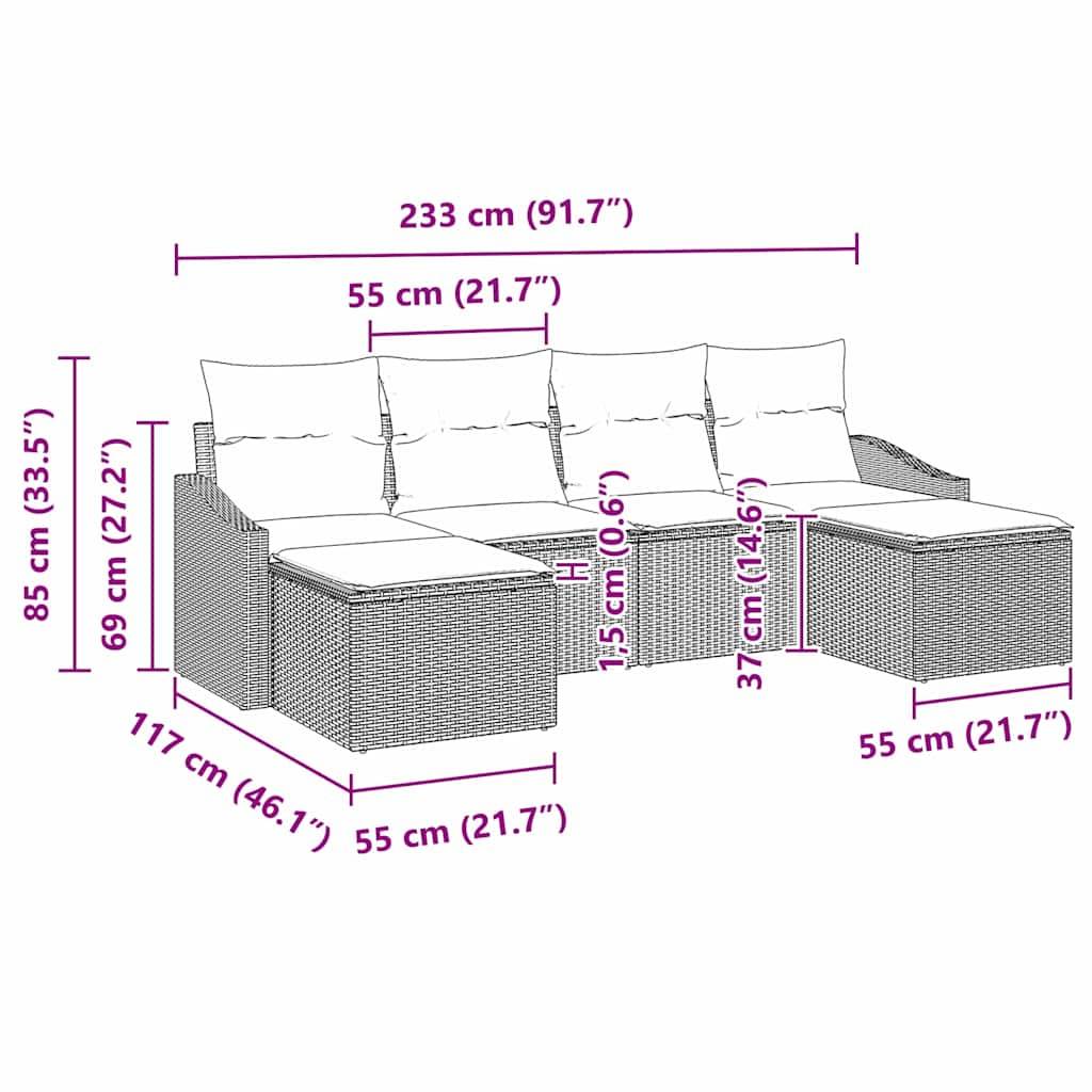 Vidaxl - Ensemble de salle à manger pour jardin 6 pcs Marron et Crème vidaXL 3355497 - Image 3