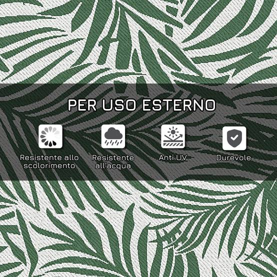 Tapis d'extérieur réversible Polypropylène Terrasse jardin Motif feuilles 152x243cm Vert - ComfortXL Outdoor Living - Image 8