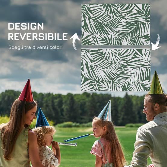 Tapis d'extérieur réversible Polypropylène Terrasse jardin Motif feuilles 152x243cm Vert - ComfortXL Outdoor Living - Image 9