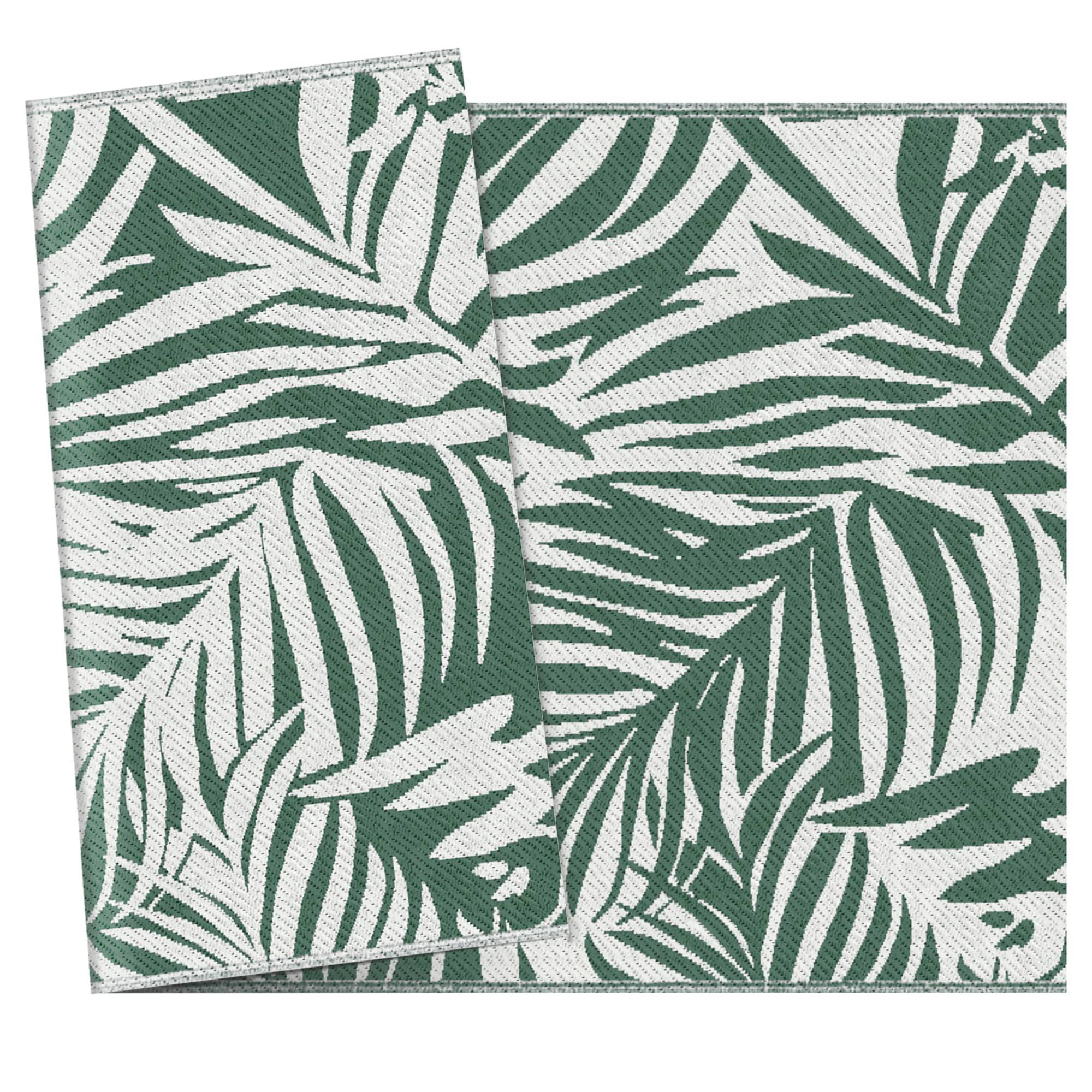 Tapis d'extérieur réversible Polypropylène Terrasse jardin Motif feuilles 152x243cm Vert - ComfortXL Outdoor Living - Image 10