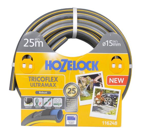 Hozelock - Tuyau d’arrosage anti écrasement - gris bandes 3D jaunes (48 uc/pal) - 15mm - 20m HOZELOCK - Image 1