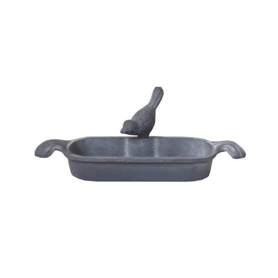 Mangeoire à oiseaux abreuvoir jardin fonte grise 26cm Chemin de campagne - Imagen 1