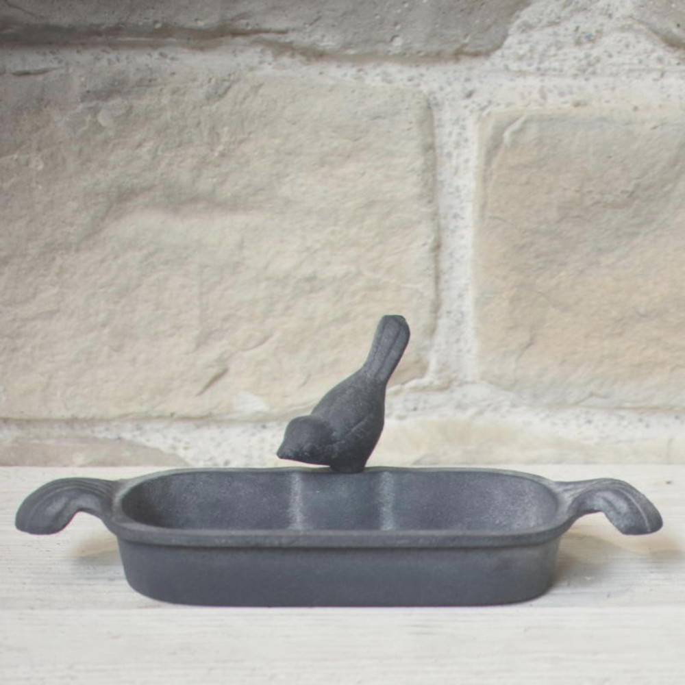 Mangeoire à oiseaux abreuvoir jardin fonte grise 26cm Chemin de campagne - Imagen 4