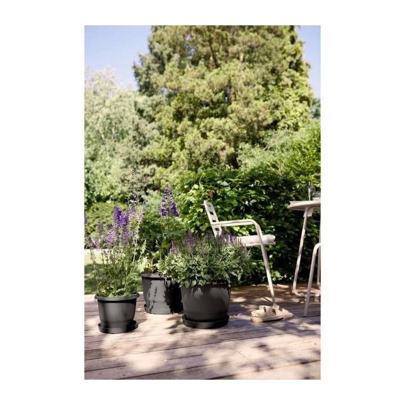 Elho - Pot De Fleurs - Elho - Amiga Rond 25 - Noir - L 25 X B 24.5 X H 18 Cm - Extérieur - 100% Recyclé - Imagen 2