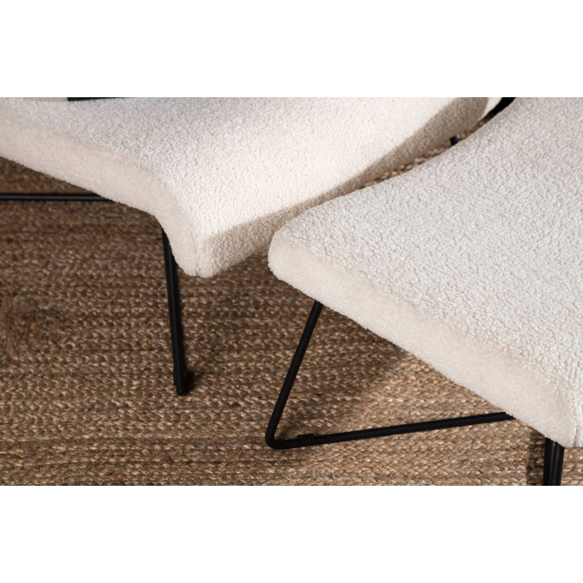 Paris Prix - Fauteuil & Pouf Design Bouclette "Laconia" 88cm Blanc - Image 8