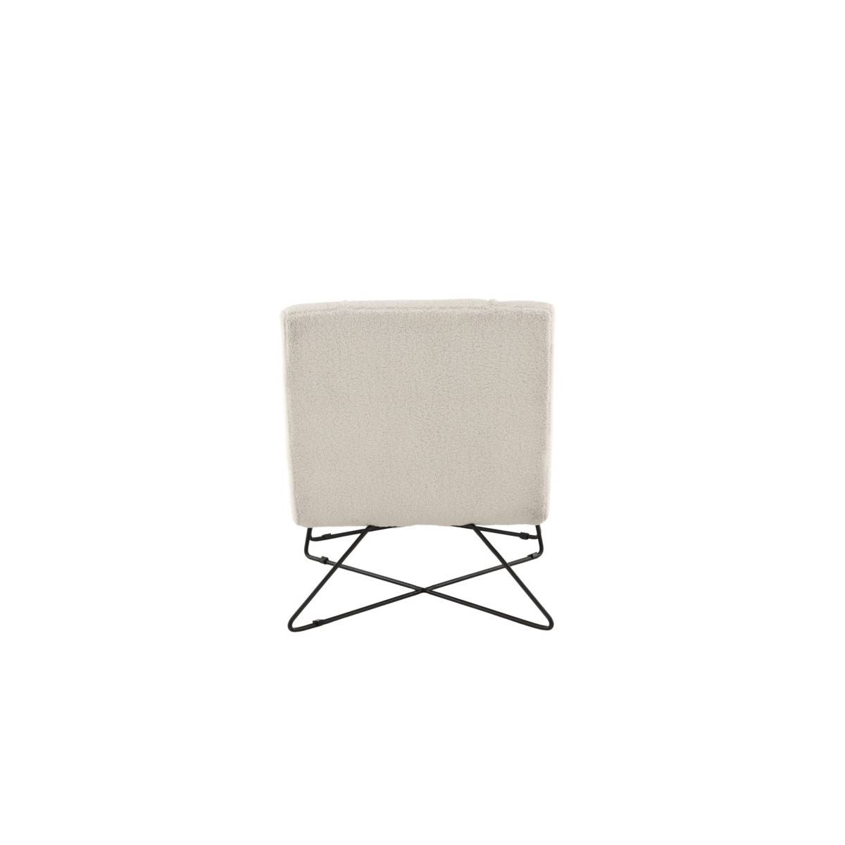 Paris Prix - Fauteuil & Pouf Design Bouclette "Laconia" 88cm Blanc - Image 6