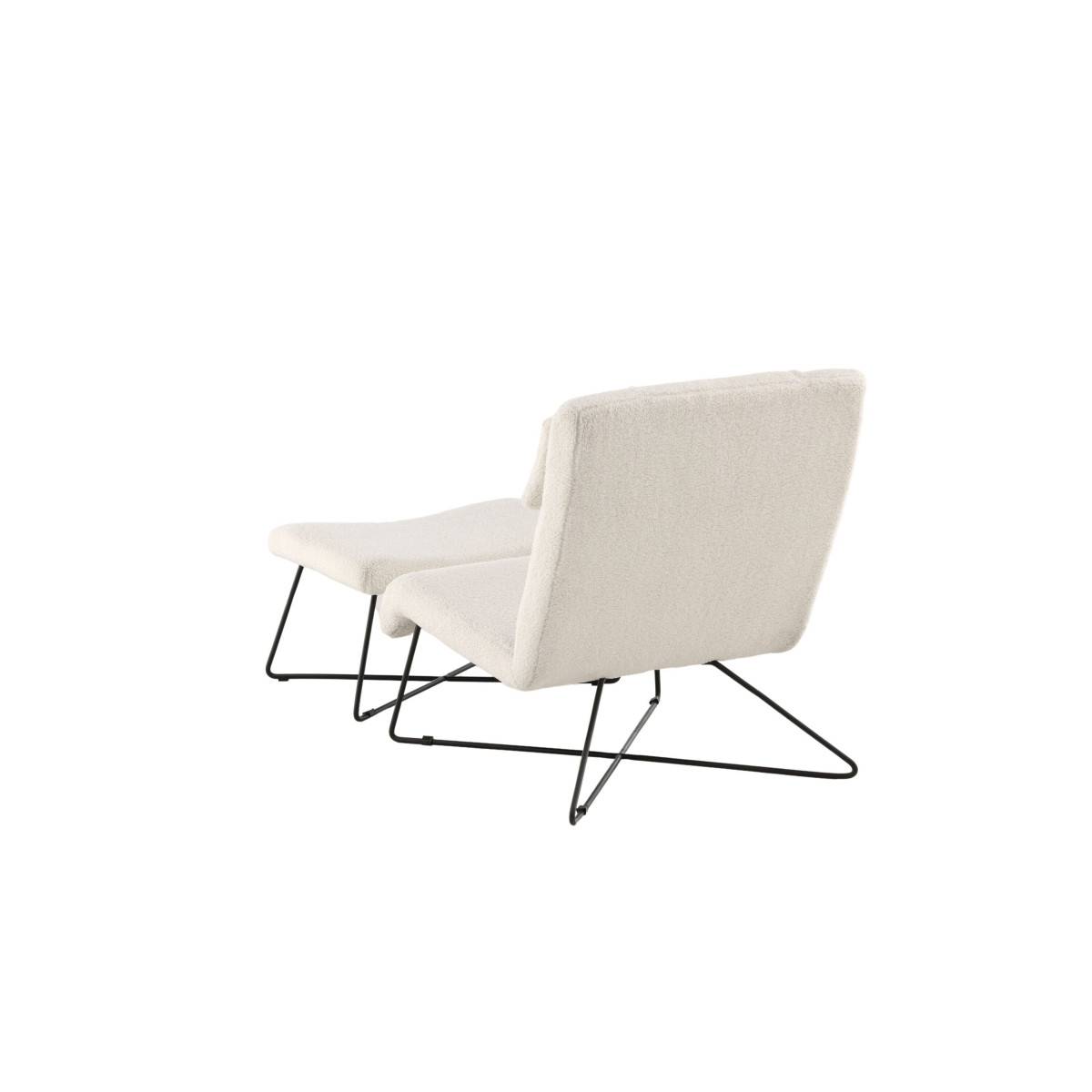Paris Prix - Fauteuil & Pouf Design Bouclette "Laconia" 88cm Blanc - Image 5
