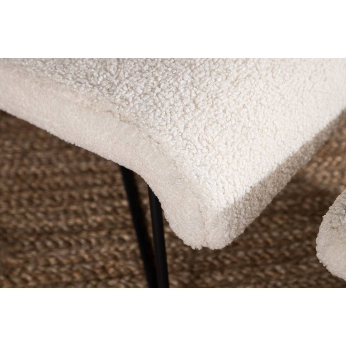 Paris Prix - Fauteuil & Pouf Design Bouclette "Laconia" 88cm Blanc - Image 10