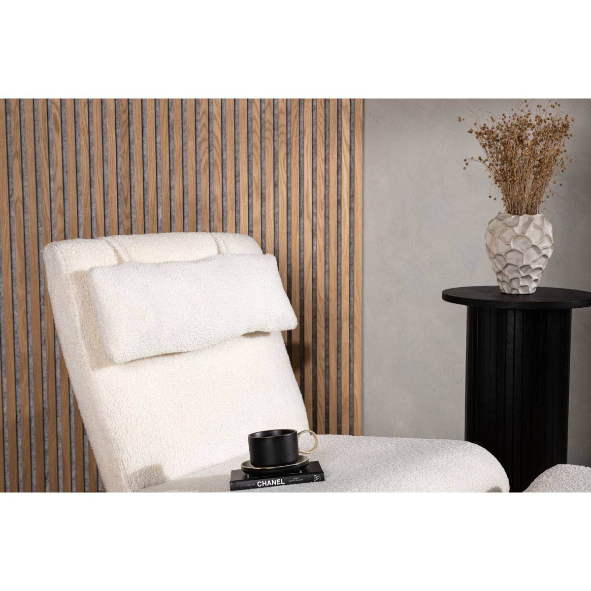 Paris Prix - Fauteuil & Pouf Design Bouclette "Laconia" 88cm Blanc - Image 9