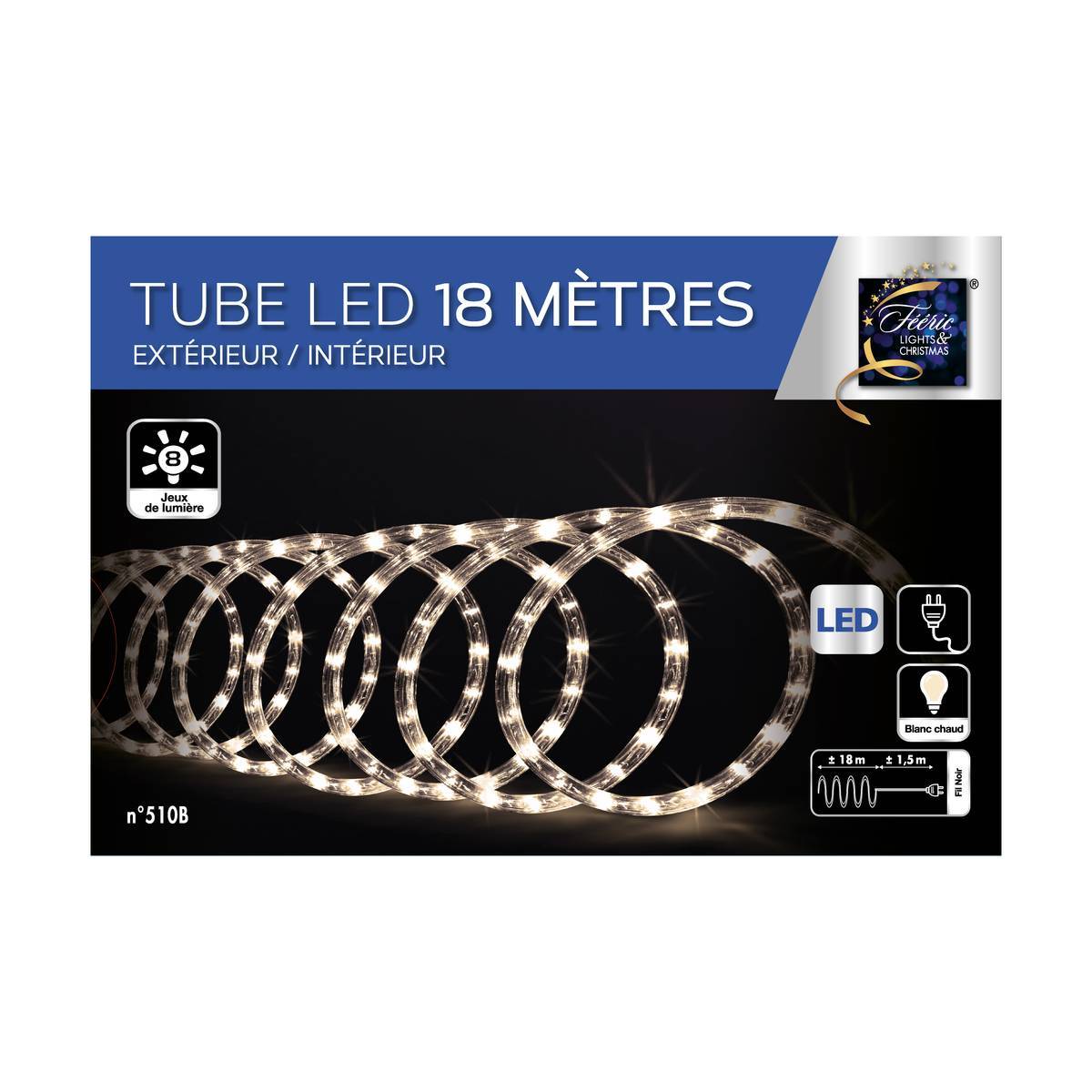 Fééric Lights & Christmas - Tube lumineux 18m 324 LED extérieur blanc chaud FEERIC LIGHTS & CHRISTMAS - Imagen 3