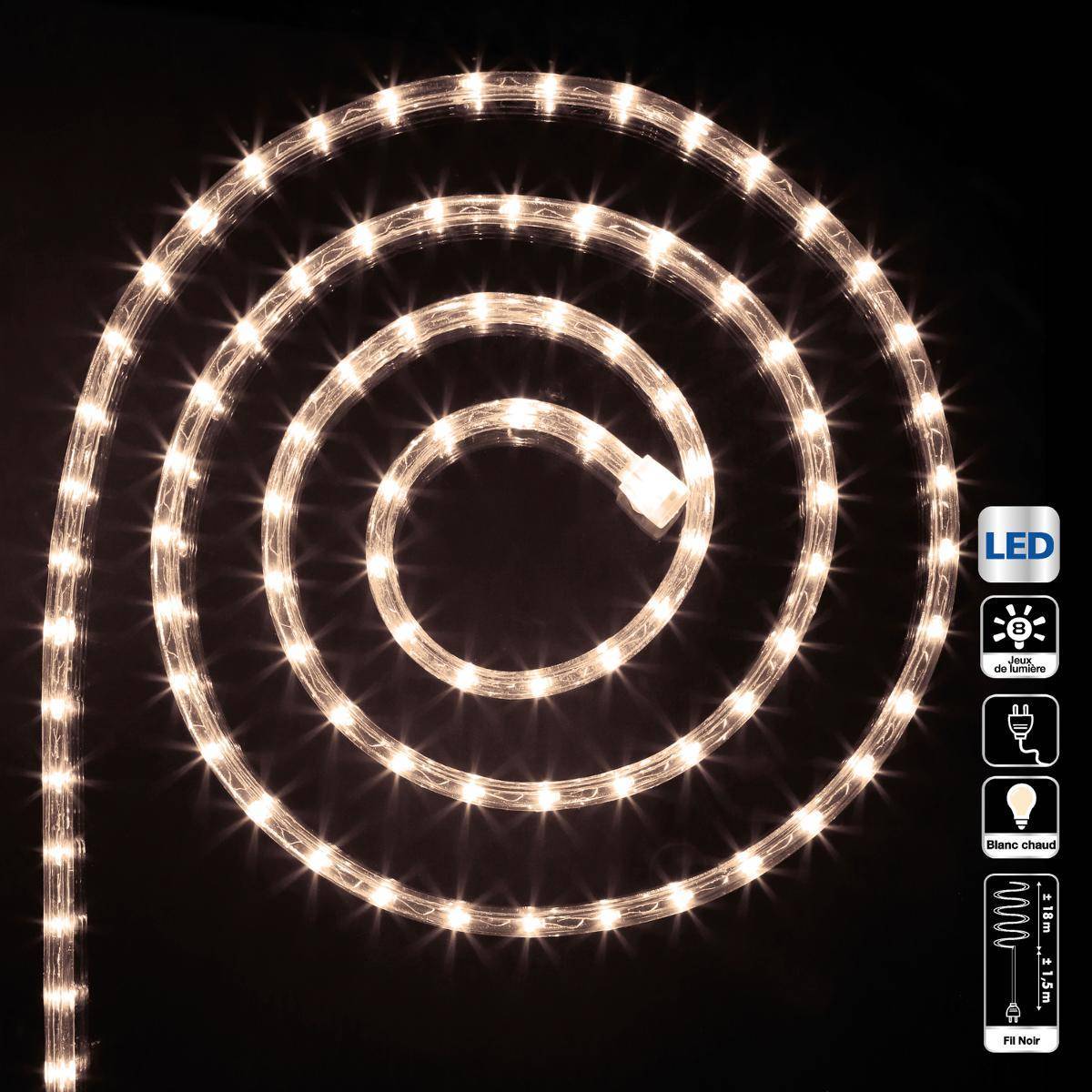Fééric Lights & Christmas - Tube lumineux 18m 324 LED extérieur blanc chaud FEERIC LIGHTS & CHRISTMAS - Imagen 4
