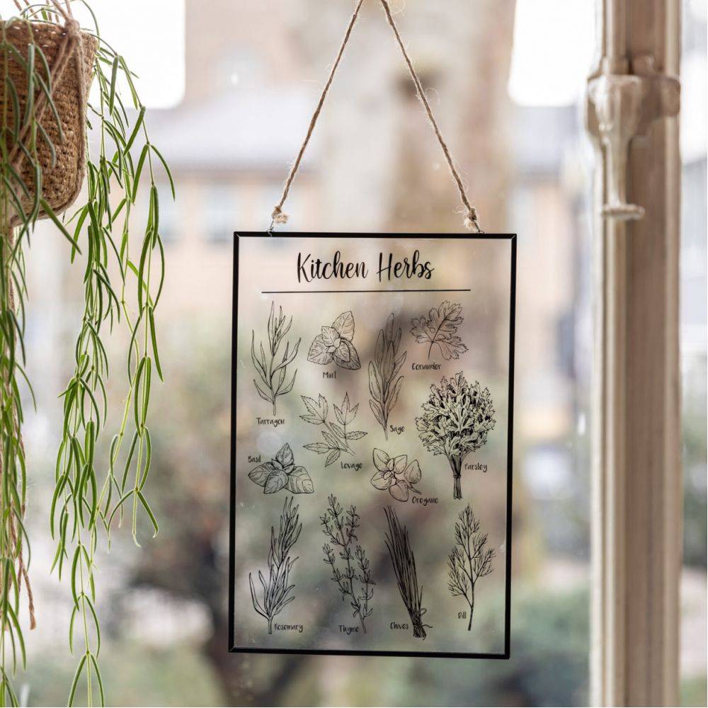 Esschert Design - Tableau en verre herbes aromatiques Nature Print - Imagen 2
