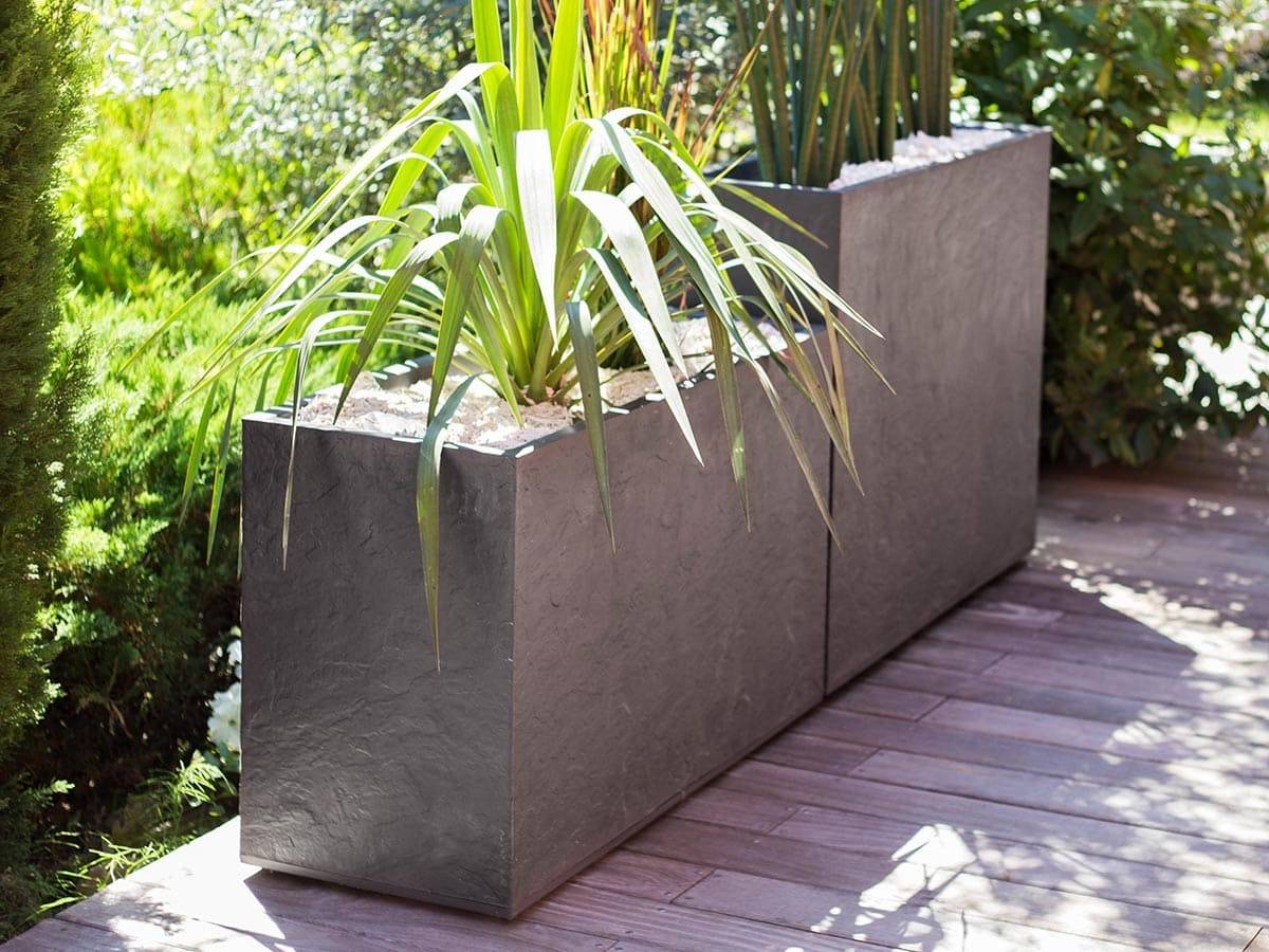 Eda - Lot de 2 Jardinières Muret Volcania effet pierre - 99,5 x 39,5 x 60 cm - 116 L - Gris anthracite - Eda - Imagen 3