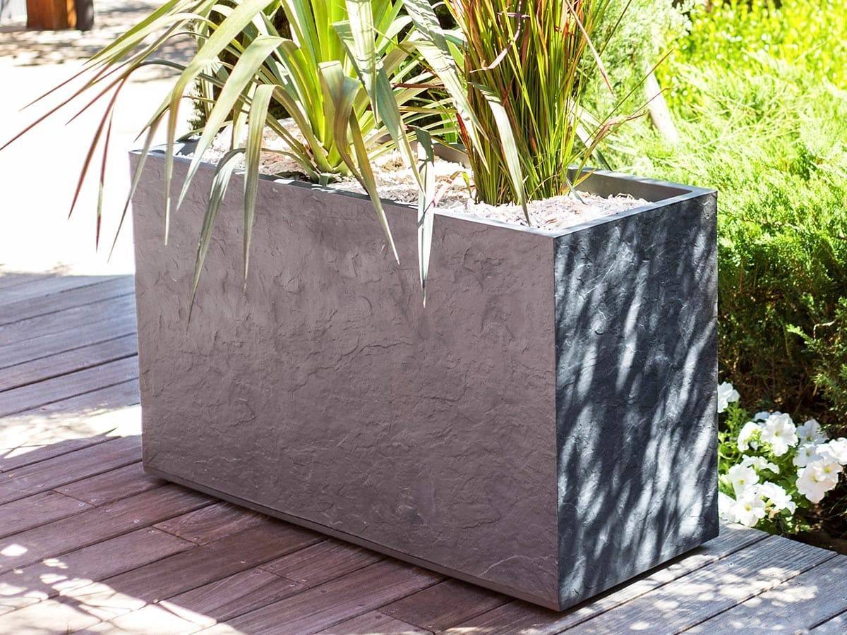 Eda - Lot de 2 Jardinières Muret Volcania effet pierre - 99,5 x 39,5 x 60 cm - 116 L - Gris anthracite - Eda - Imagen 2