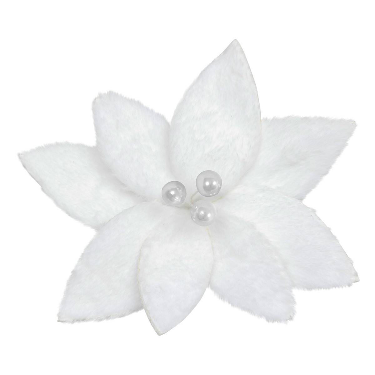Fééric Lights & Christmas - Décoration de sapin poinsettia blanc 25cm - Atmosphera Créateur d'intérieur - Imagen 1