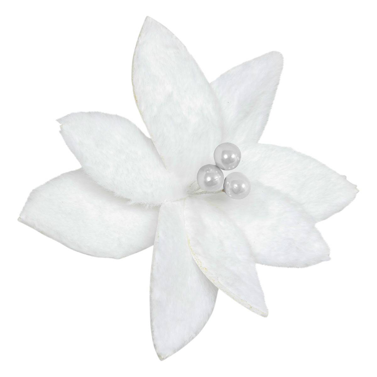 Fééric Lights & Christmas - Décoration de sapin poinsettia blanc 25cm - Atmosphera Créateur d'intérieur - Imagen 2