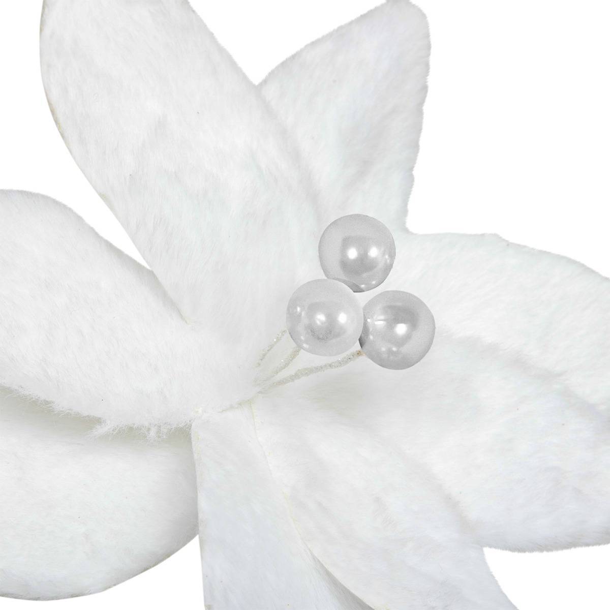 Fééric Lights & Christmas - Décoration de sapin poinsettia blanc 25cm - Atmosphera Créateur d'intérieur - Imagen 3
