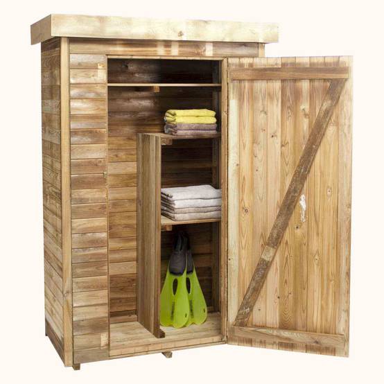 Armoire de jardin en bois traité à toit plat avec plancher Théo - Image 8
