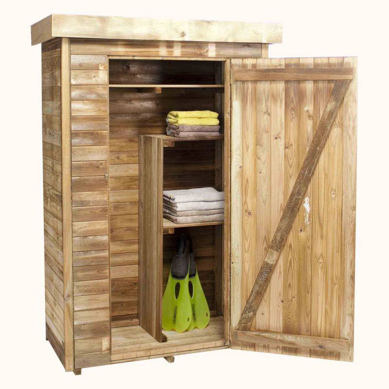 Armoire de jardin en bois traité à toit plat avec plancher Théo - Image 8